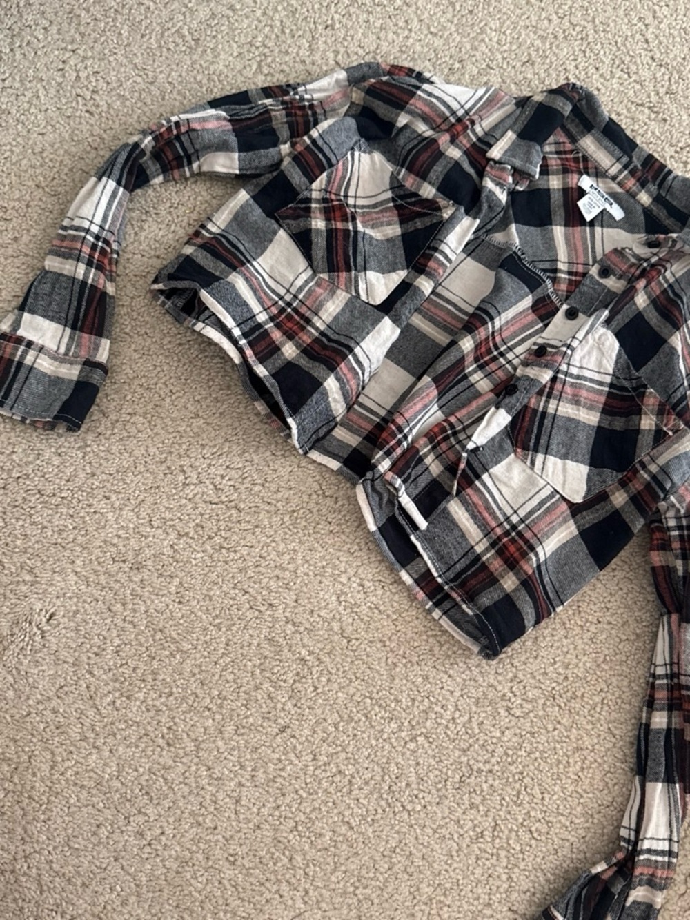 RSQ Black Cream and Red Plaid Button-Down Shirt